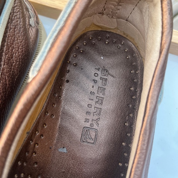 Sperry TopSiders my brown bronze metallic leather loafers 9M - Picture 9 of 10